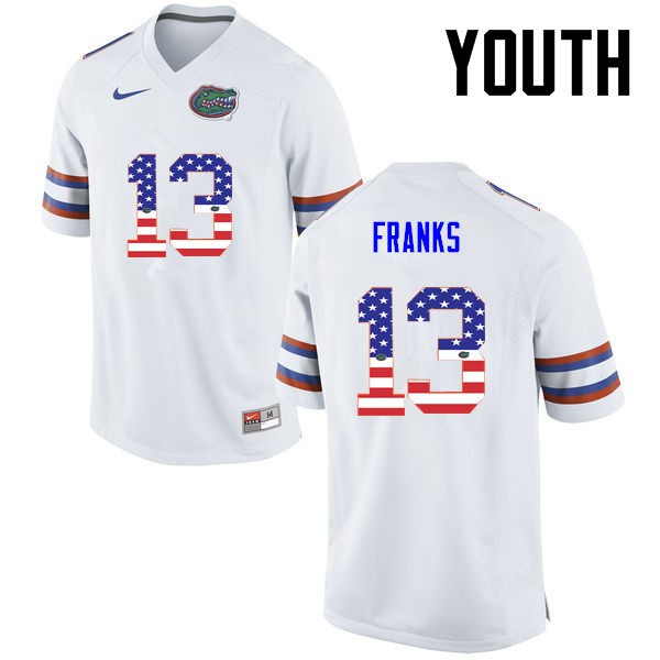 Florida Gators Youth #13 Feleipe Franks College Football Jersey USA Flag Fashion White